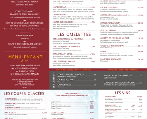 menu restaurant la roque gageac